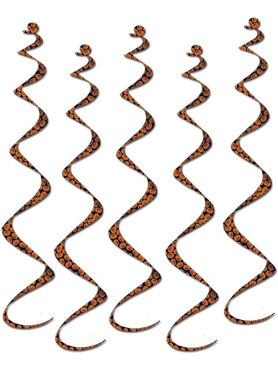 Set Of 5 24" Hanging Jack-O-Lantern Twirly Whirlys Halloween Decorations